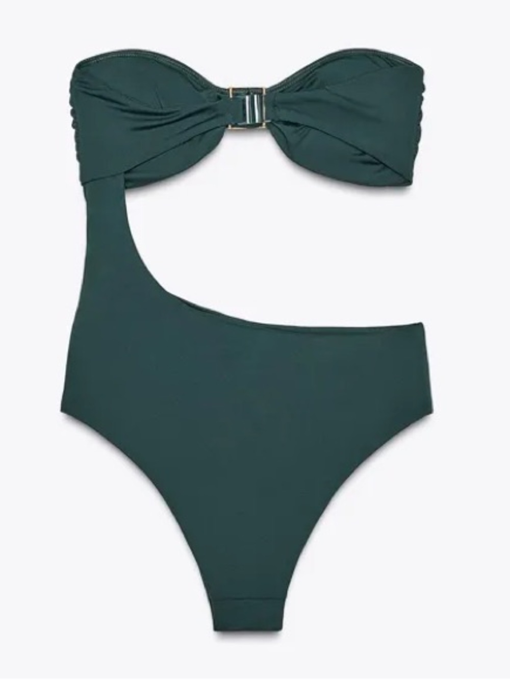 Zara Bandeau Intense Green Swimsuit With Cutouts And Metal Detail 0167/011/540 - Picture 7 of 12